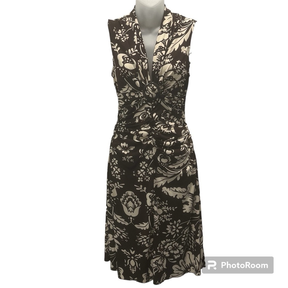 La Belle empire waist brown floral dress size medium